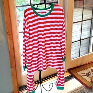 Shelry Red‎ & White Striped Unisex 2 Piece Sz M Pagamas